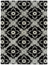 Peranakan Tile HPT01-02 Black Area Rug Peranakan Tile HPT01-02 Black Area Rug