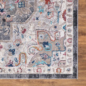 Concord Global Trading Vintage 7256 Montreal Gray Area Rug Corner
