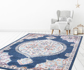 Concord Global Trading Vintage 7274 Vintage Oushak Navy Area Rug Room Scene 5 Concord Global Trading Vintage 7274 Vintage Oushak Navy Area Rug Room Scene 5