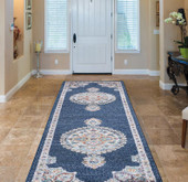 Concord Global Trading Vintage 7274 Vintage Oushak Navy Runner Area Rug Room Scene Concord Global Trading Vintage 7274 Vintage Oushak Navy Runner Area Rug Room Scene