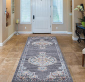 Concord Global Trading Vintage 7276 Vintage Oushak Gray Runner Area Rug Room Scene Concord Global Trading Vintage 7276 Vintage Oushak Gray Runner Area Rug Room Scene