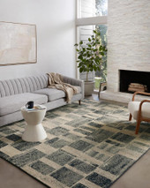 Loloi II Bowery BOW-03 Storm Sand Area Rug Room Scene 2