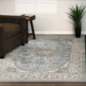 Dynamic Rugs Ancient Garden 57119-4646 Steel Blue/Cream Area Rug Room Scene Dynamic Rugs Ancient Garden 57119-4646 Steel Blue/Cream Area Rug Room Scene