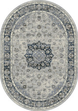 Dynamic Rugs Ancient Garden 57559-9686 Silver/Blue Oval Area Rug