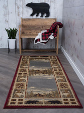 Americana 6700 Red Runner Area Rug on Floor Americana 6700 Red Runner Area Rug on Floor