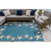 Liora Manne Capri 1710-04 Starfish Border Aqua Area Rug Room Scene Liora Manne Capri 1710-04 Starfish Border Aqua Area Rug Room Scene