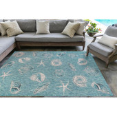 Liora Manne Carmel 8414-04 Shells Aqua Area Rug Room Scene Liora Manne Carmel 8414-04 Shells Aqua Area Rug Room Scene