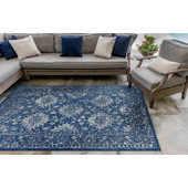 Liora Manne Carmel 8418-33 Vintage Floral Navy Area Rug Room Scene Liora Manne Carmel 8418-33 Vintage Floral Navy Area Rug Room Scene