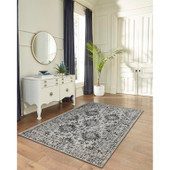 Liora Manne Carmel 8418-48 Vintage Floral Black Area Rug Room Scene 3