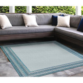Liora Manne Carmel 8425-04 Multi Border Aqua Area Rug Room Scene Liora Manne Carmel 8425-04 Multi Border Aqua Area Rug Room Scene