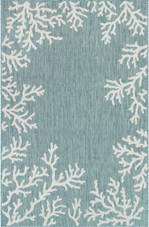 Liora Manne Carmel 8448-04 Coral Border Aqua Area Rug Liora Manne Carmel 8448-04 Coral Border Aqua Area Rug