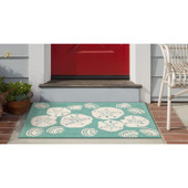 Liora Manne Frontporch 1408-04 Shell Toss Aqua Area Rug Room Scene 2 Liora Manne Frontporch 1408-04 Shell Toss Aqua Area Rug Room Scene 2