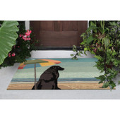 Liora Manne Frontporch 4495-44 Parasol And Pup Multi Area Rug Room Scene