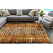 Liora Manne Marina 8057-09 Tribal Stripe Gold Area Rug Room Scene Liora Manne Marina 8057-09 Tribal Stripe Gold Area Rug Room Scene