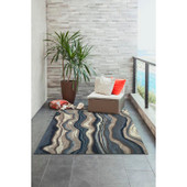 Liora Manne Ravella 2285-03 Ipanema Blue Grey Area Rug Room Scene Liora Manne Ravella 2285-03 Ipanema Blue Grey Area Rug Room Scene