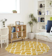 Kaleen Tara Rounds REV03-28 Yellow Area Rug Room Scene Kaleen Tara Rounds REV03-28 Yellow Area Rug Room Scene