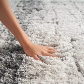 Nourison Dreamy Shag DRS01 Ivory Charcoal Area Rug Hand Showing Pile Thickness Nourison Dreamy Shag DRS01 Ivory Charcoal Area Rug Hand Showing Pile Thickness