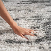 Nourison Dreamy Shag DRS02 Charcoal Ivory Area Rug Hand Showing Pile Thickness Nourison Dreamy Shag DRS02 Charcoal Ivory Area Rug Hand Showing Pile Thickness