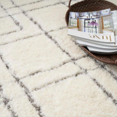 Nourison Dreamy Shag DRS07 Ivory Grey Area Rug Lifestyle Scene Nourison Dreamy Shag DRS07 Ivory Grey Area Rug Lifestyle Scene