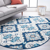 Tayse Madison Peoria MDN4107 Dark Blue Oval Area Rug Room Scene