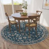 Dalyn Jericho JC4 Navy Round Area Rug Room Scene