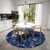 Dalyn Harbor HA9 Navy Round Area Rug Room Scene