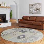 Dalyn Phoenix PH1 Ivory Round Area Rug Room Scene