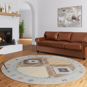 Dalyn Phoenix PH2 Taupe Round Area Rug Room Scene Dalyn Phoenix PH2 Taupe Round Area Rug Room Scene