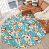 Dalyn Seabreeze SZ6 Teal Round Area Rug Room Scene