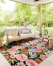 Loloi II Botanical BOT-01 Black Multi Area Rug Room Scene Loloi II Botanical BOT-01 Black Multi Area Rug Room Scene