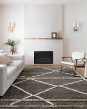 Loloi Iman IMA-02 Beige Charcoal Area Rug Room Scene Loloi Iman IMA-02 Beige Charcoal Area Rug Room Scene