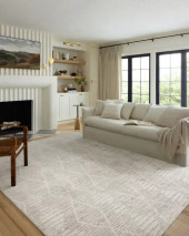 Loloi II Kamala KAM-02 Ivory Silver Area Rug Room Scene Loloi II Kamala KAM-02 Ivory Silver Area Rug Room Scene