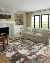 Loloi Levitt Shag LEV-04 Grey Multi Area Rug Room Scene Loloi Levitt Shag LEV-04 Grey Multi Area Rug Room Scene