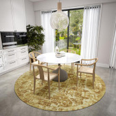 Dalyn Aberdeen AB2 Gold Round Area Rug Room Scene Dalyn Aberdeen AB2 Gold Round Area Rug Room Scene