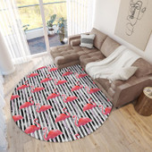 Dalyn Tropics TC9 Black Round Area Rug Room Scene