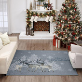 Dalyn Wonderland WN2 Grey Merry Christmas with Reindeer Rug Room Scene Dalyn Wonderland WN2 Grey Merry Christmas with Reindeer Rug Room Scene