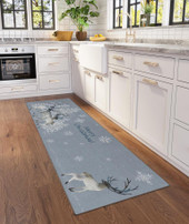 Dalyn Wonderland WN2 Grey Merry Christmas with Reindeer 2x8 Runner Area Rug Room Scene