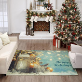 Dalyn Wonderland WN3 Skydust Happy Holidays with Lantern Rug Room Scene Dalyn Wonderland WN3 Skydust Happy Holidays with Lantern Rug Room Scene