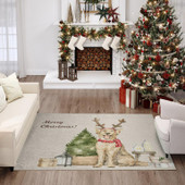Dalyn Wonderland WN8 Beige Dog with Antlers Rug Room Scene Dalyn Wonderland WN8 Beige Dog with Antlers Rug Room Scene