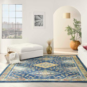 Nourison Allur ALR02 Navy Multi 8x10 Rug in Living Room Nourison Allur ALR02 Navy Multi 8x10 Rug in Living Room