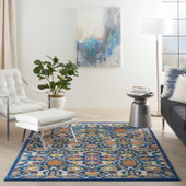 Nourison Allur ALR03 Navy Multi Area Rug Room Scene Nourison Allur ALR03 Navy Multi Area Rug Room Scene