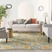 Nourison Allur ALR03 Sage Ivory 8x10 Rug in Living Room