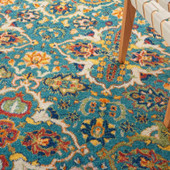 Nourison Allur ALR03 Turquoise Ivory Area Rug Detail on Floor Nourison Allur ALR03 Turquoise Ivory Area Rug Detail on Floor