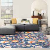 Nourison Allur ALR08 Navy Multi 8x10 Rug in Living Room