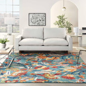 Nourison Allur ALR09 Turquoise Multi 8x10 Rug in Living Room