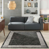 Nourison Desire DSR01 Charcoal Silver Rug in Living Room Nourison Desire DSR01 Charcoal Silver Rug in Living Room
