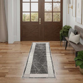 Nourison Desire DSR01 Charcoal Silver 2x8 Runner in Room Nourison Desire DSR01 Charcoal Silver 2x8 Runner in Room