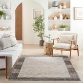 Nourison Desire DSR02 Grey Black Rug in Living Room Nourison Desire DSR02 Grey Black Rug in Living Room