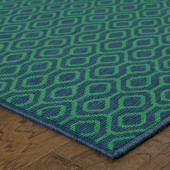 Oriental Weavers Meridian 1634Q Navy/ Green Area Rug Corner