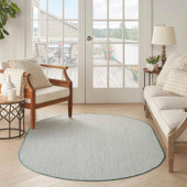 Nourison Courtyard COU01 Ivory Aqua 5x8 Oval Rug in Living Room Nourison Courtyard COU01 Ivory Aqua 5x8 Oval Rug in Living Room